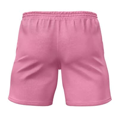 Back view of Krampus Compliance Authority Zenless Zone Zero Gym Shorts (Copy) in pink, featuring an elastic waistband, displayed on a white background.