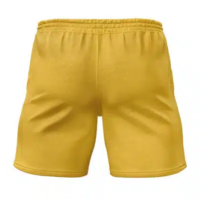 Cunning Hares Zenless Zone Zero Gym Shorts (Copy) in yellow, shown from the back with an elastic waistband and smooth fabric featuring minimal stitching.