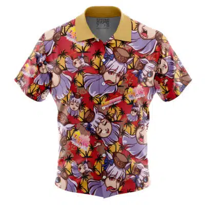 Chibi Gold Ship Meme Faces Umamusume Button Up Hawaiian Shirt