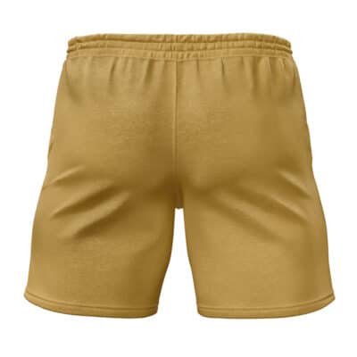 Back view of Yunkui Summit Zenless Zone Zero Gym Shorts (Copy) in gold, featuring an elastic waistband and smooth fabric, displayed on a white background.