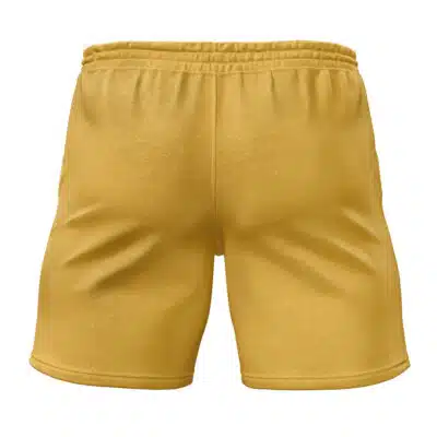 Spook Shack Zenless Zone Zero Gym Shorts (Copy) in yellow, shown from the back with an elastic waistband and subtle fabric creases.