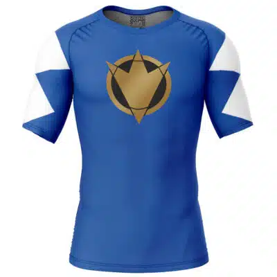 Blue Ranger Dino Thunder Power Rangers Short Sleeve Rash Guard Compression Shirt