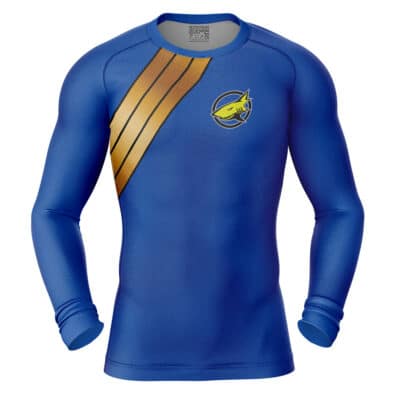 Blue Ranger Wild Force Power Rangers Long Sleeve Rash Guard Compression Shirt