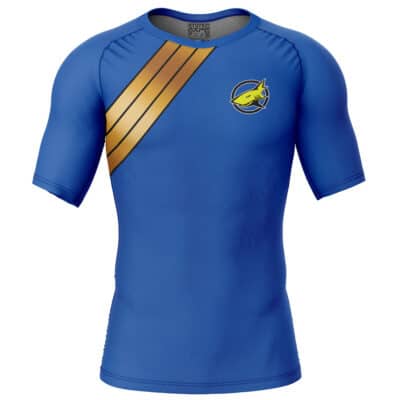 Blue Ranger Wild Force Power Rangers Short Sleeve Rash Guard Compression Shirt