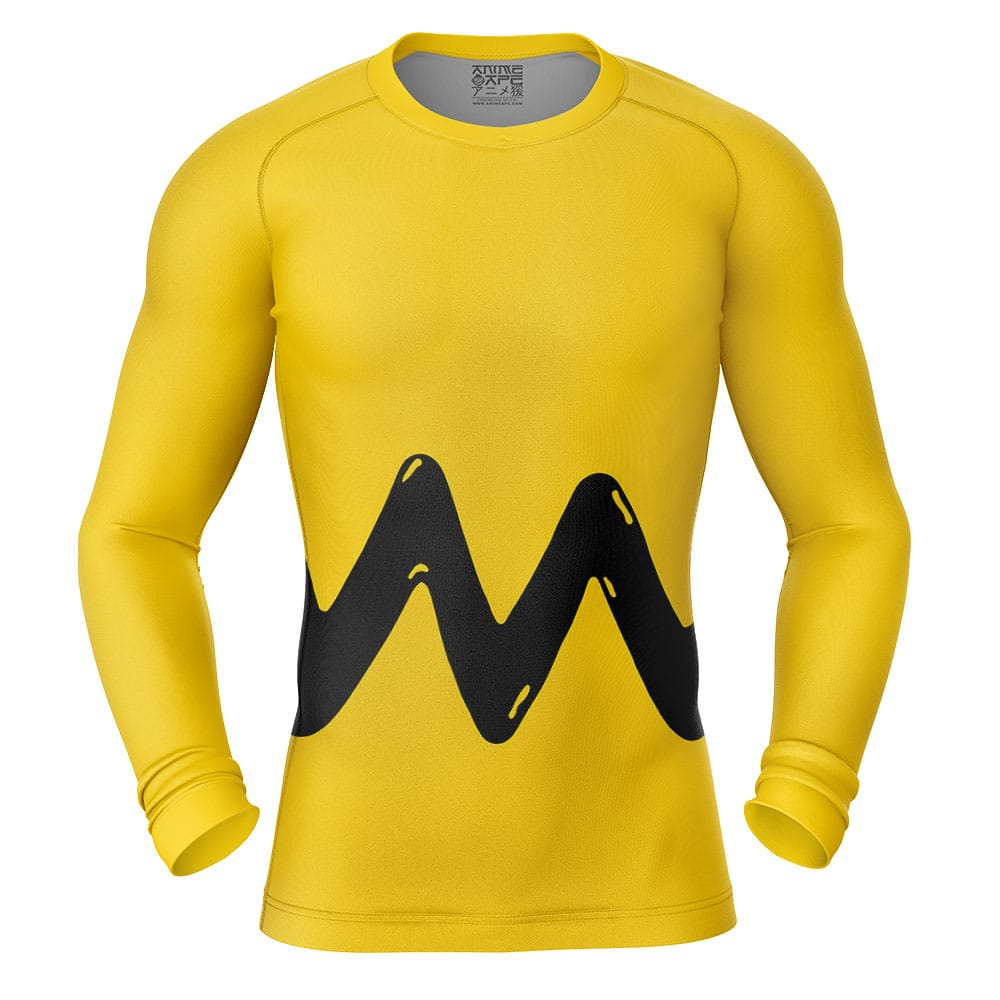 Charlie Brown Snoopy Long Sleeve Rash Guard Compression Shirt