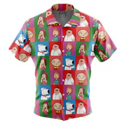 Family Guy Pattern Short Sleeve Button Up Hawaiian Shirt