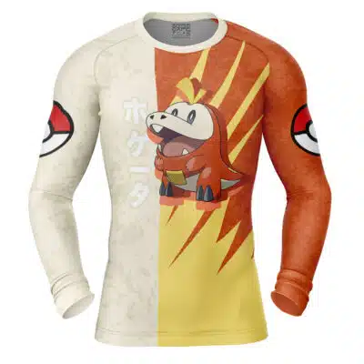 Fuecoco Attack Pokemon Long Sleeve Rash Guard Compression Shirt