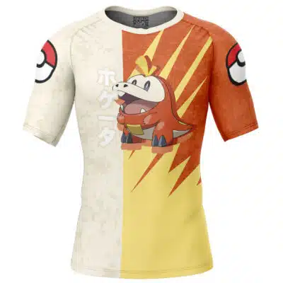 Fuecoco Attack Pokemon Short Sleeve Rash Guard Compression Shirt