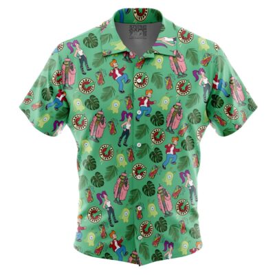 Futurama Pattern Short Sleeve Button Up Hawaiian Shirt