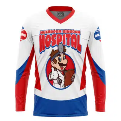 Mushroom Kingdom Hospital Dr. Mario Super Mario Bros Hockey Jersey