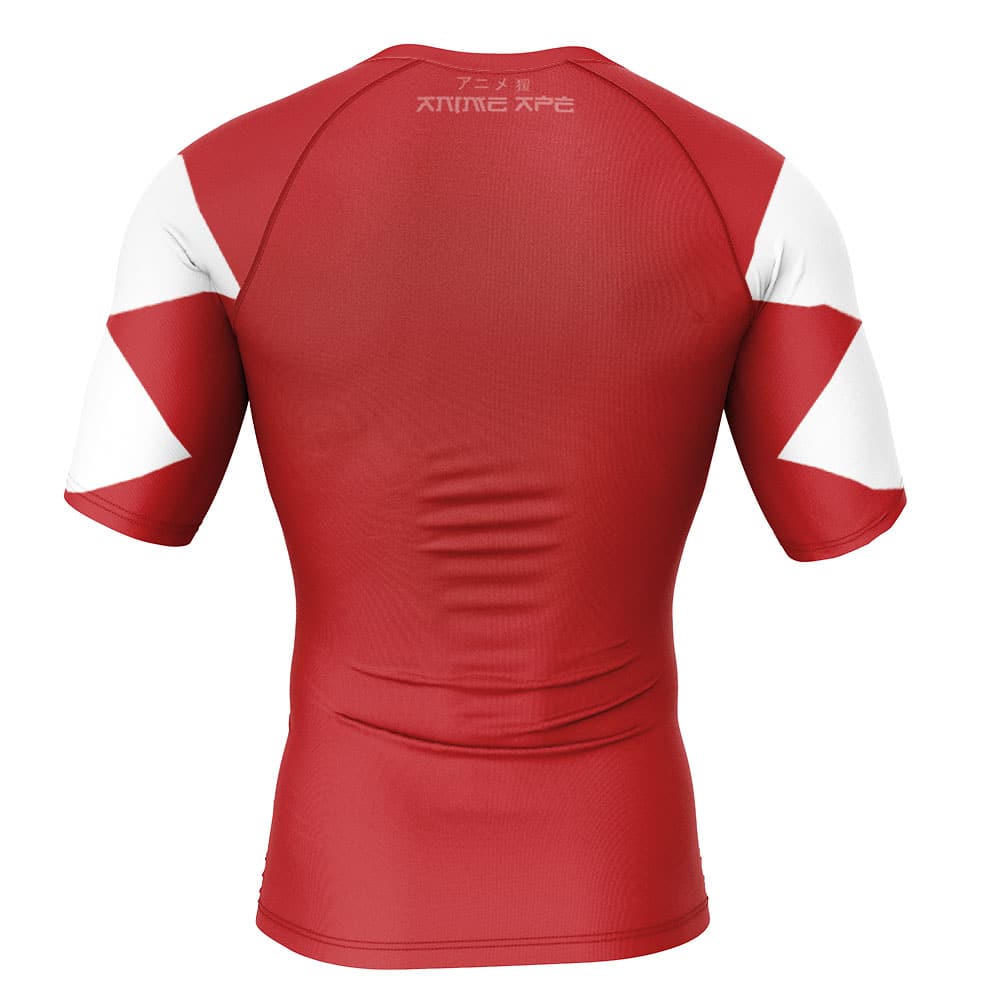 Red Ranger Dino Thunder Power Rangers Short Sleeve Rash Guard Compression Shirt - Image 2