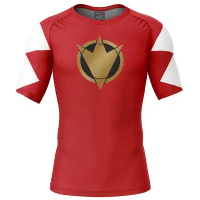Red Ranger Dino Thunder Power Rangers Short Sleeve Rash Guard Compression Shirt