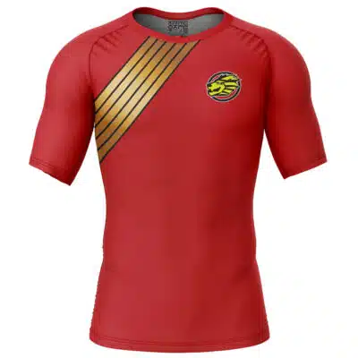 Red Ranger Wild Force Power Rangers Short Sleeve Rash Guard Compression Shirt