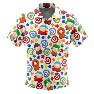 South Park Pattern Short Sleeve Button Up Hawaiian Shirt