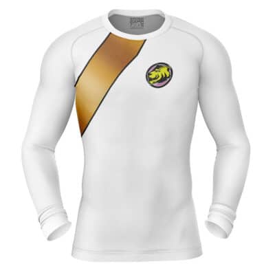 White Ranger Wild Force Power Rangers Long Sleeve Rash Guard Compression Shirt