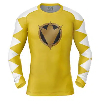 Yellow Ranger Dino Thunder Power Rangers Long Sleeve Rash Guard Compression Shirt
