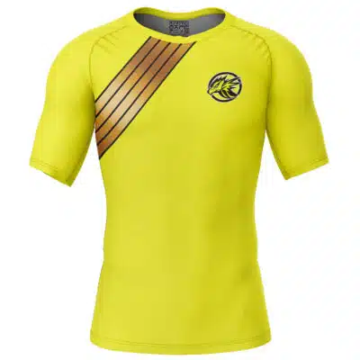 Yellow Ranger Wild Force Power Rangers Short Sleeve Rash Guard Compression Shirt