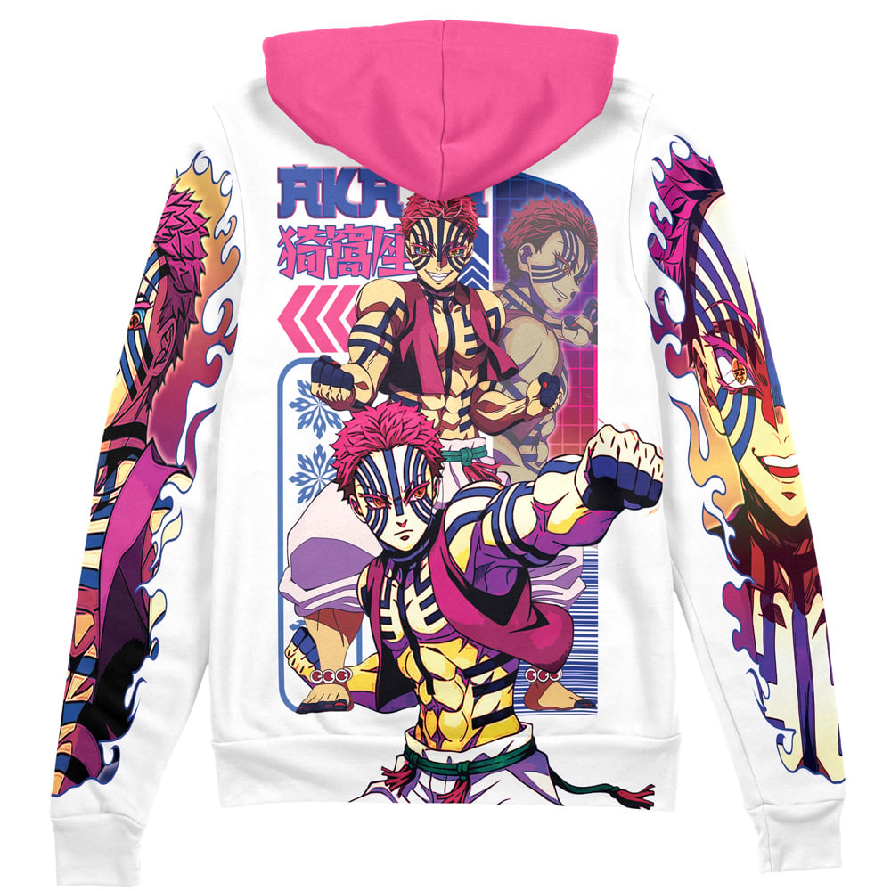 Akaza V2 Demon Slayer Streetwear Zip Hoodie Jacket