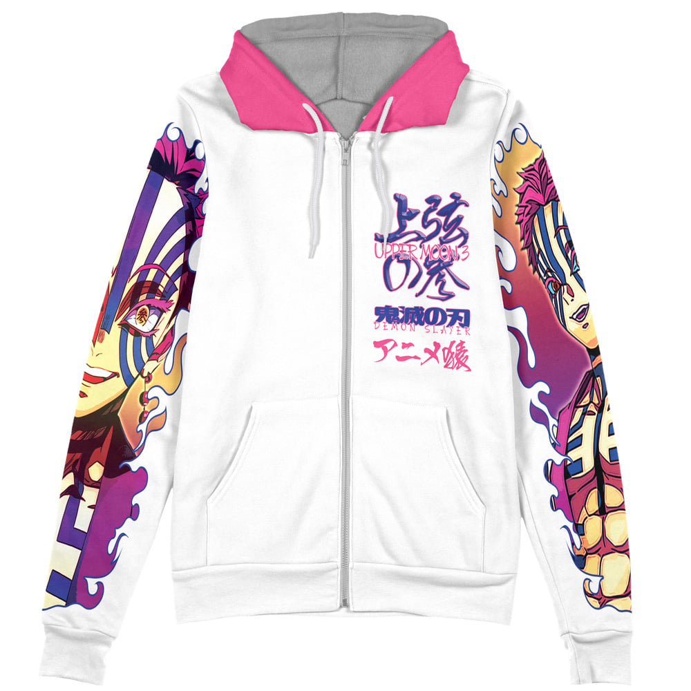Akaza V2 Demon Slayer Streetwear Zip Hoodie Jacket - Image 2