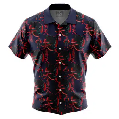 Akuma Shun Goku Satsu Pattern Street Fighter Short Sleeve Hawaiian Shirt
