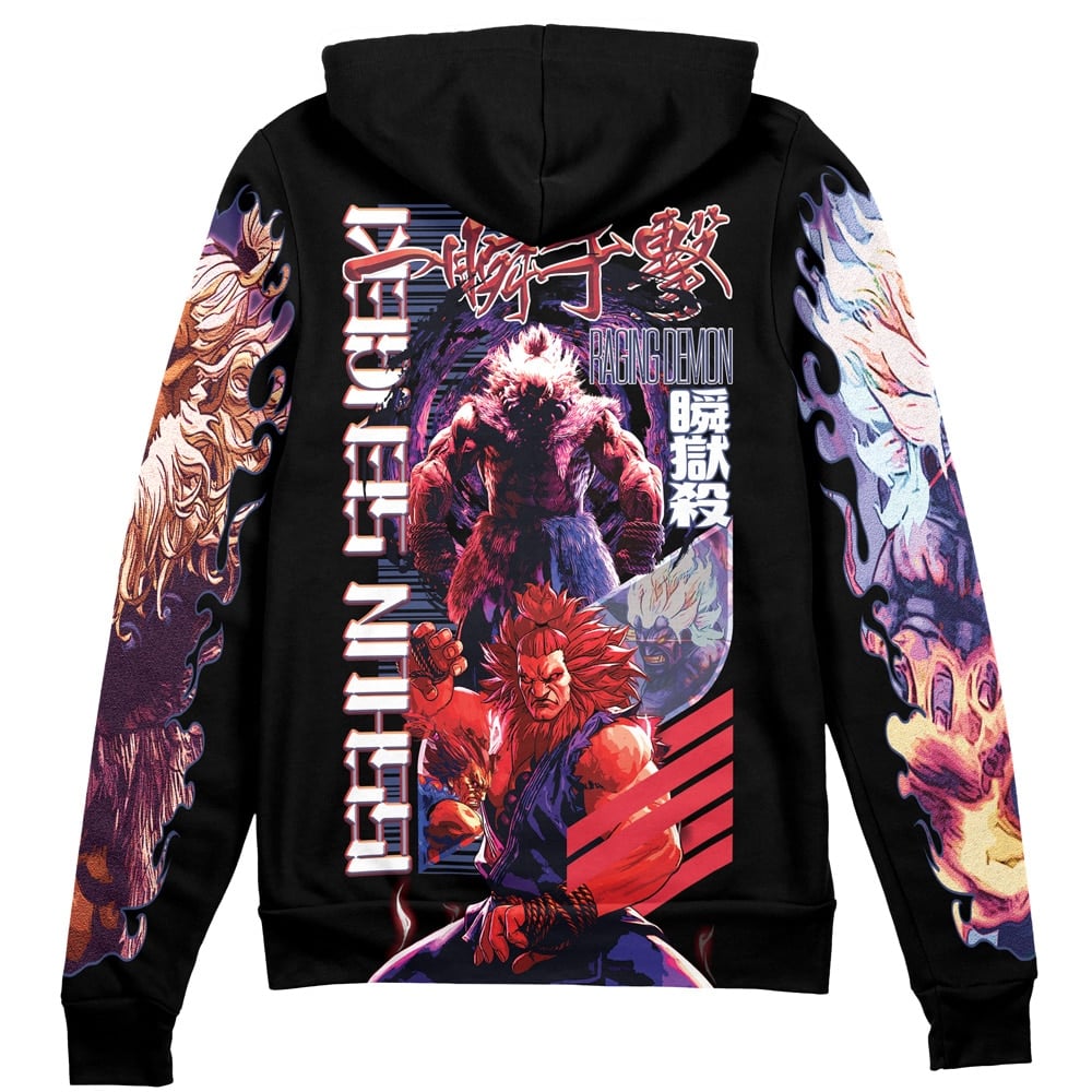 Akuma V2 Street Fighter Streetwear Zip Hoodie Jacket