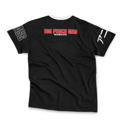 Edward Newgate One Piece Streetwear T-Shirt (Copy) in black, featuring "ONE PIECE" in bold red and white text on the back with Japanese writing underneath, plus white graphics on the sleeves. The shirt is laid flat with the back facing up.