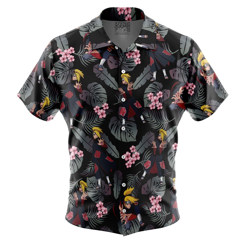 Daidara Pattern Akatsuki Short Sleeve Button Up Hawaiian Shirt