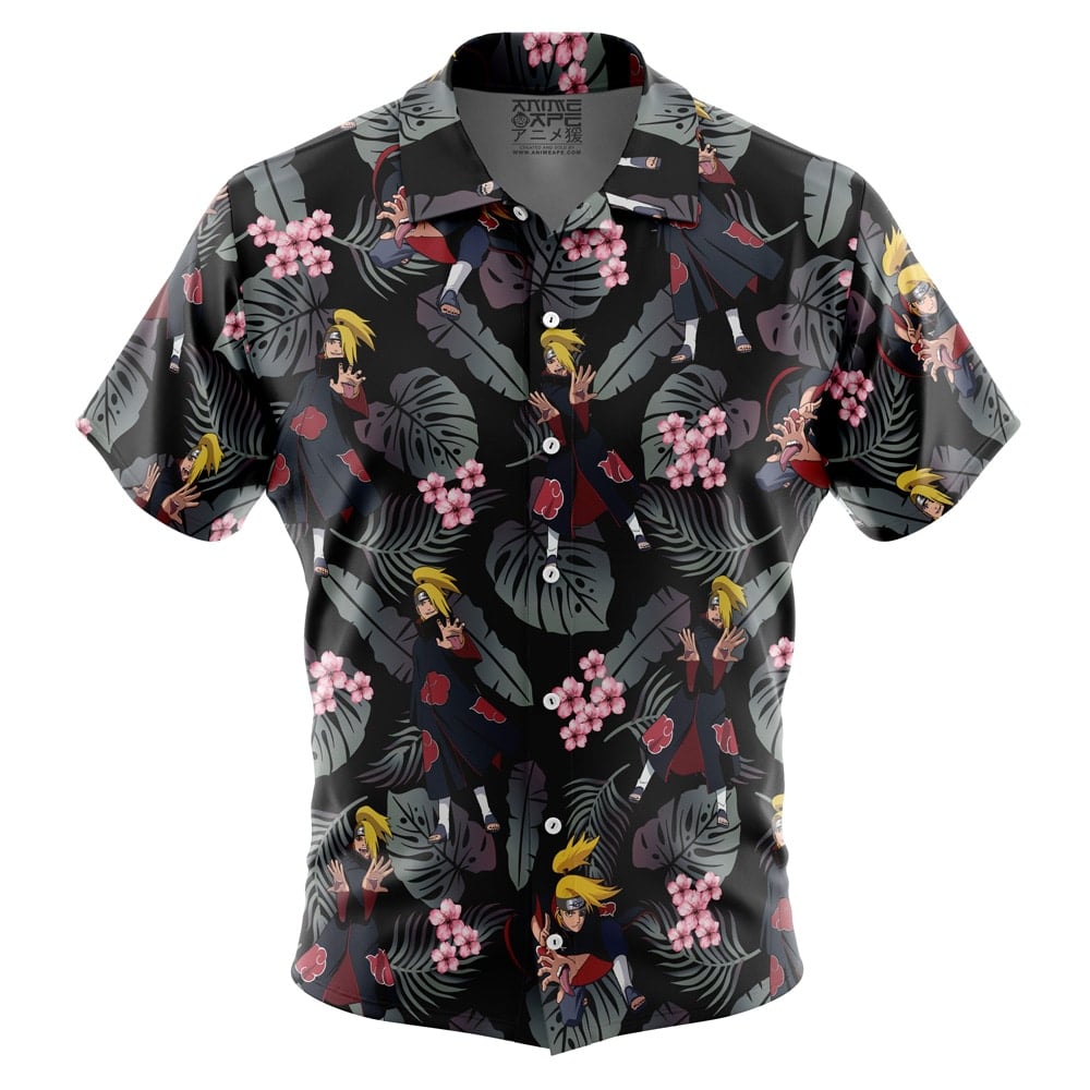 Daidara Pattern Akatsuki Short Sleeve Button Up Hawaiian Shirt