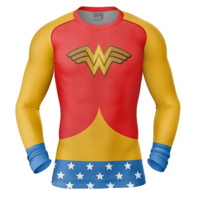 Wonder Woman Classic Cosplay DC Comics Long Sleeve Rash Guard Compression Shirt