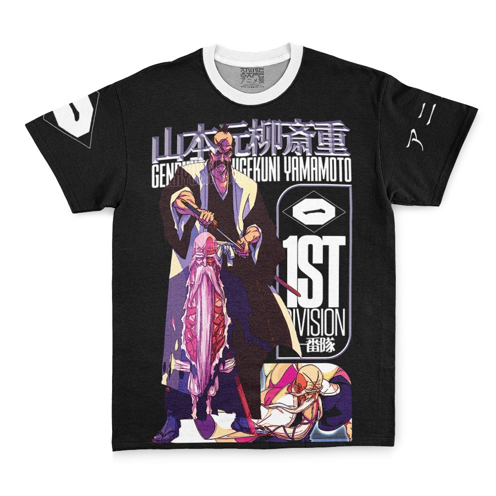 Choso Jujutsu Kaisen Streetwear T-Shirt: Black tee with an illustrated anime character wielding a sword, Japanese text, bold 1st VISION lettering, and vibrant graphics on the front and sleeves.