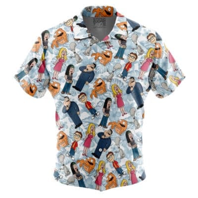 American Dad! Pattern Nickelodeon Short Sleeve Button Up Hawaiian Shirt