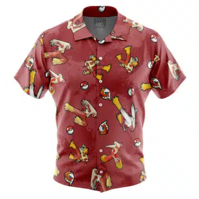 Blaziken Pattern Pokemon Button Up Hawaiian Shirt