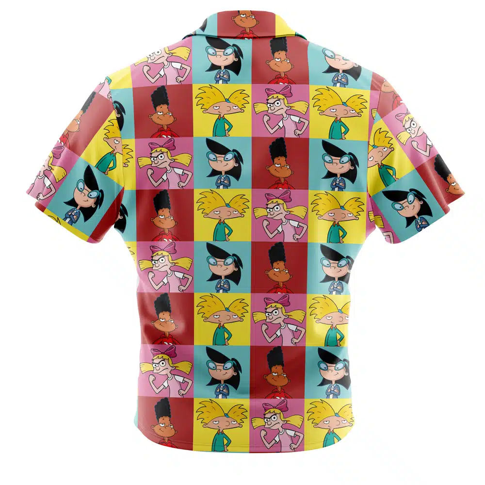 Hey Arnold! Pattern Nickelodeon Short Sleeve Button Up Hawaiian Shirt - Image 2