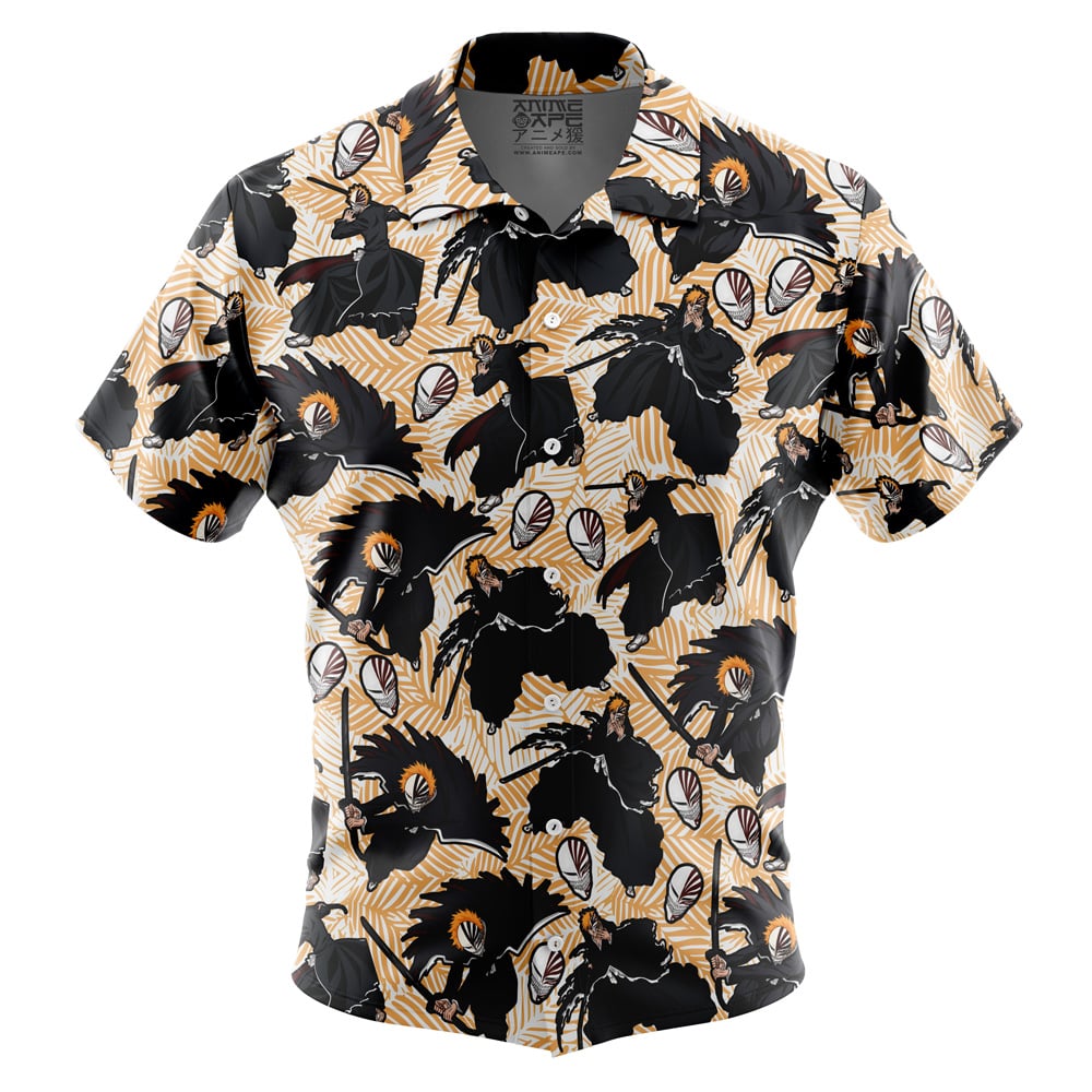 Ichigo Hollow Pattern Bleach Short Sleeve Button Up Hawaiian Shirt