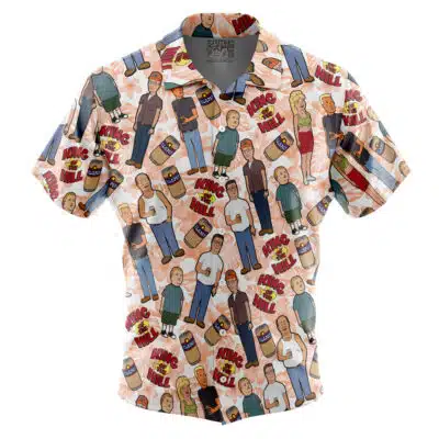 King of the Hill Pattern Short Sleeve Button Up Hawaiian Shirt