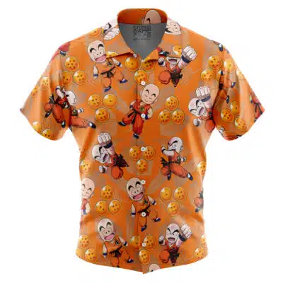 Krillin Pattern Dragon Ball Z Short Sleeve Button Up Hawaiian Shirt