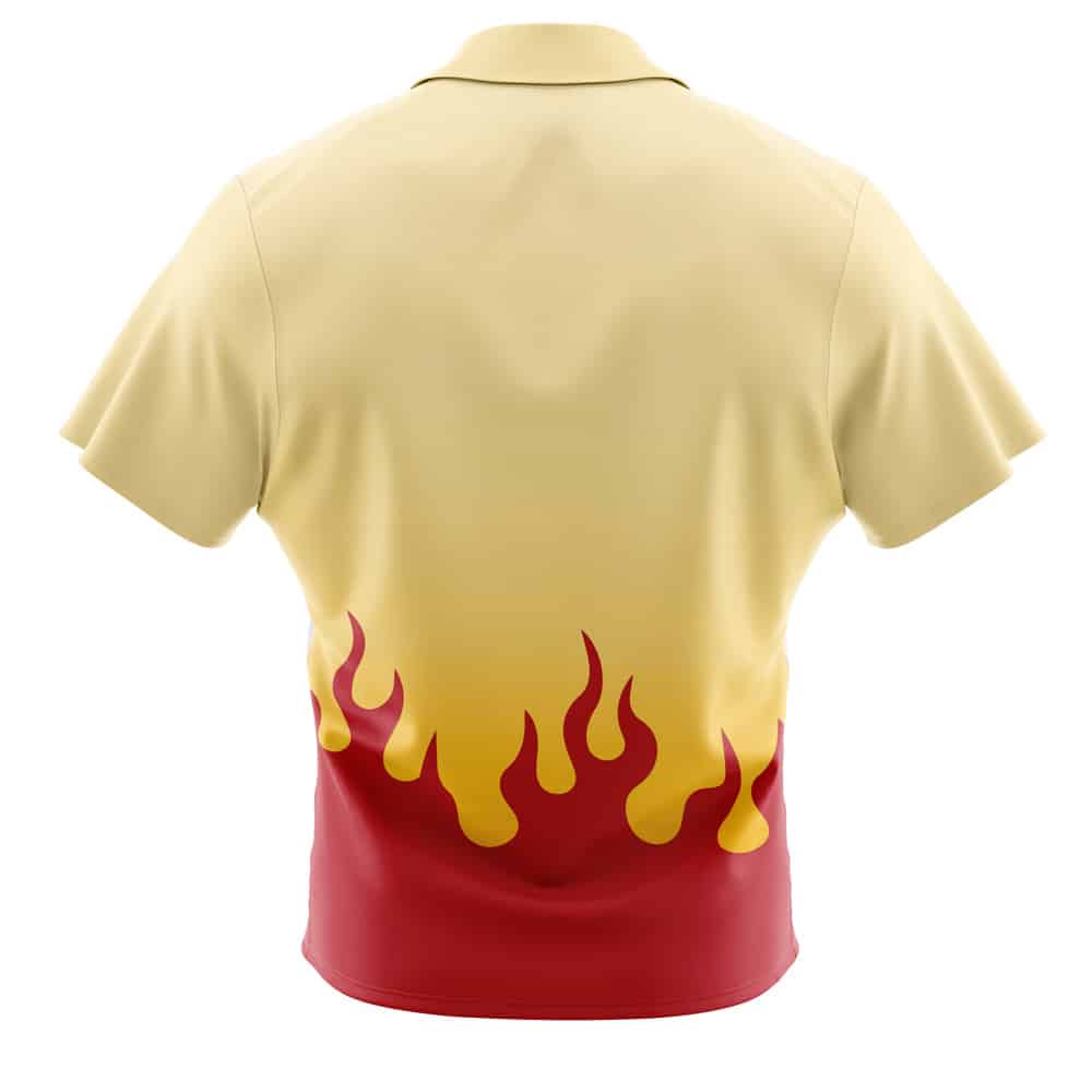 Kyojuro Rengoku Pattern Demon Slayer Short Sleeve Button Up Hawaiian Shirt - Image 2