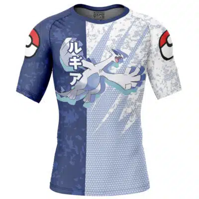 Lugia Attack Pokemon Short Sleeve Rash Guard Compression Shirt
