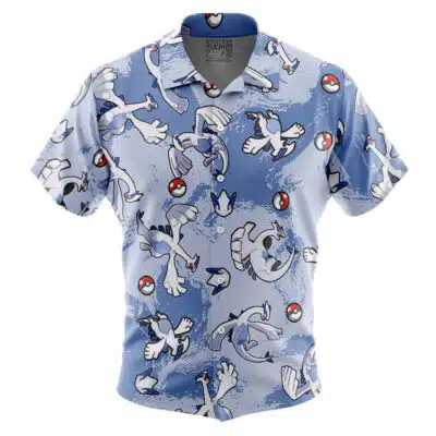 Lugia Pattern Pokemon Button Up Hawaiian Shirt