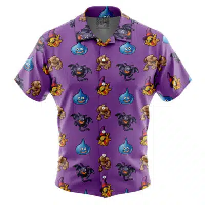 Monsters Pattern Dragon Quest Button Up Hawaiian Shirt