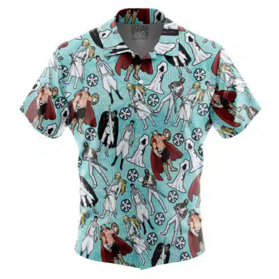 Quincy Pattern Bleach Short Sleeve Button Up Hawaiian Shirt