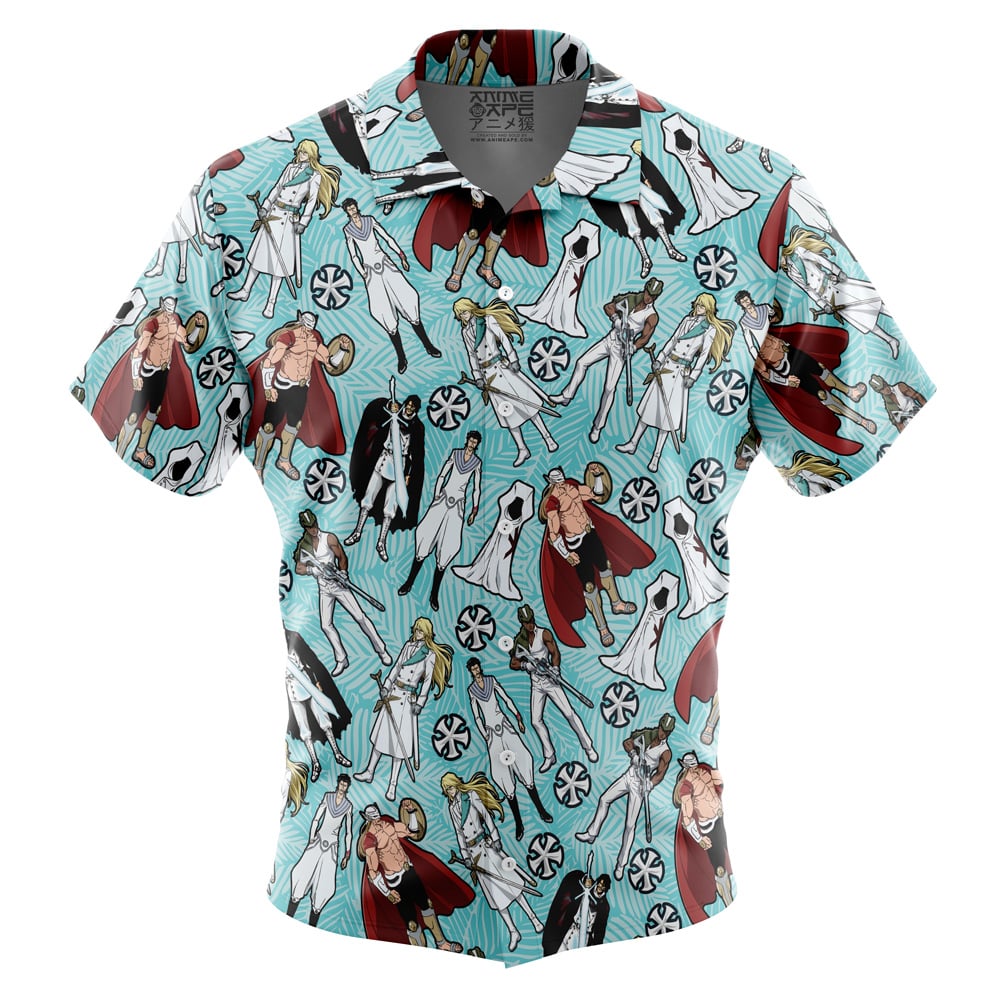 Quincy Pattern Bleach Short Sleeve Button Up Hawaiian Shirt