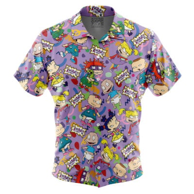 Rugrats Pattern Nickelodeon Short Sleeve Button Up Hawaiian Shirt