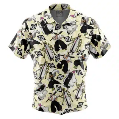 Squad Zero Pattern Bleach Short Sleeve Button Up Hawaiian Shirt