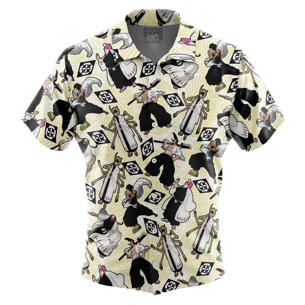 Squad Zero Pattern Bleach Short Sleeve Button Up Hawaiian Shirt