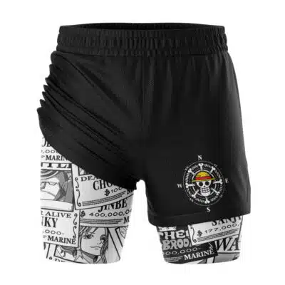 Straw Hat Wanted Pattern One Piece 2-in-1 Competition Shorts