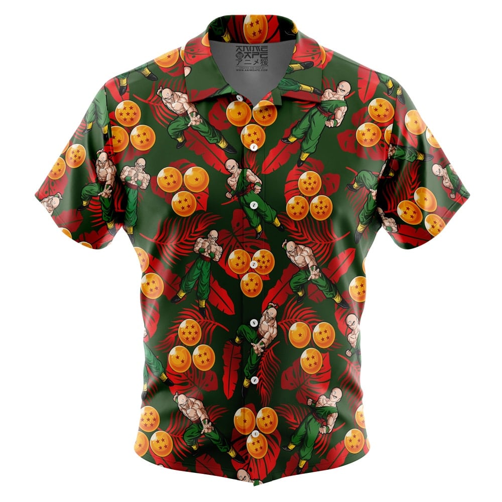 Tien Pattern Dragon Ball Z Short Sleeve Button Up Hawaiian Shirt