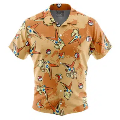 Victini Pattern Pokemon Button Up Hawaiian Shirt