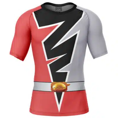 Ryusoul Red Cosplay Kishiryu Sentai Ryusoulger Short Sleeve Rash Guard Compression Shirt