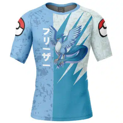 Articuno Attack Pokemon Short Sleeve Rash Guard Compression Shirt